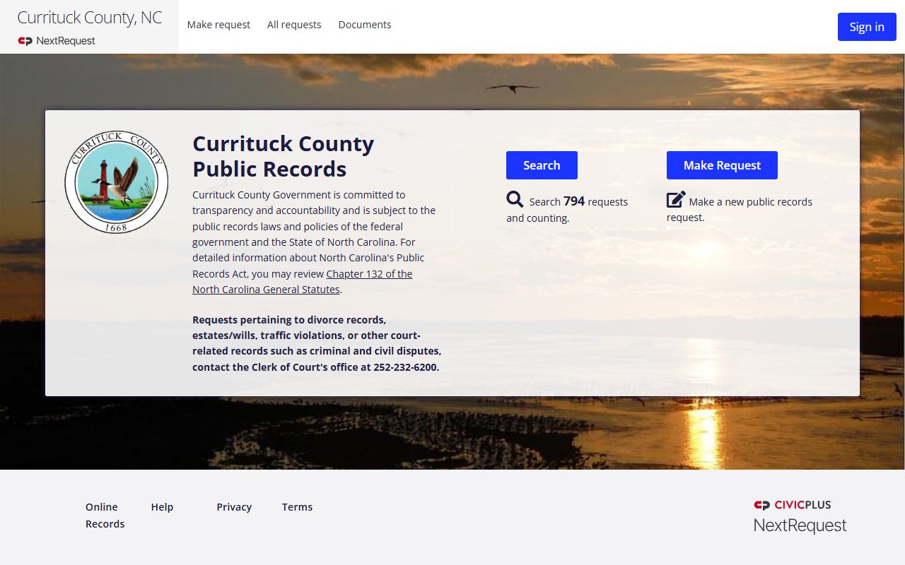 Currituck County booking photo public record request portal